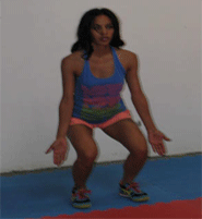 single leg squat with shoulder reach-up