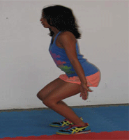 single leg squat with shoulder reach-up